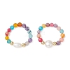 Adjustable Natural Cultured Freshwater Pearl & Natural Agate Finger Rings RJEW-JR00967-1