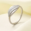 Textured Leaf 304 Stainless Steel Finger Ring for Women RJEW-L126-02B-P-2