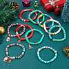 10Pcs 10 Styles Polymer Clay Heishi Beaded Stretch Bracelet Sets for Christmas BJEW-JB06128-5