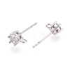 925 Sterling Silver Micro Pave Clear Cubic Zirconia Stud Earring Findings STER-N016-58A-P-2