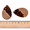 Transparent Resin & Walnut Wood Big Pendants RESI-T058-05C-4