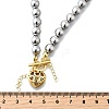 Brass Micro Pave Clear Cubic Zirconia Heart Pendant Round Beaded Necklaces for Women NJEW-D314-07PG-5