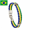 Flag Color Imitation Leather Triple Line Cord Bracelet with Alloy Clasp GUQI-PW0001-086B-1
