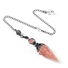 Natural Strawberry Quartz & Resin Hexagonal Pointed Dowsing Pendulums PW-WG7D05E-11-1