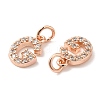 Brass Micro Pave Grade AAA Cubic Zirconia Charms ZIRC-P067-11RG-G-NR-3