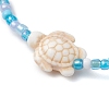 Dyed Synthetic Turquoise Beaded Stretch Bracelets for Kids BJEW-JB110102-02-3