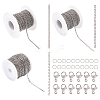 30m 3 Style 304 Stainless Steel Cable & Curb Chains for DIY Chain Necklace Making Kit CHS-BC0001-12-1