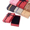 Kraft Cotton Filled Rectangle Cardboard Jewelry Set Boxes with Bowknot CBOX-D028-04-2