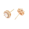 Rack Plating Flat Round Brass Clear Cubic Zirconia Stud Earrings EJEW-M090-19G-03-2