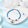 Round Shell Pearl & Natural Dyed Blue Malaysia Jade  Braided Bead Bracelets BJEW-JB10718-01-2