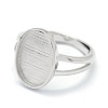 Adjustable Rhodium Plated 925 Sterling Silver Finger Ring Components STER-E061-12P-2