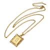 201 Stainless Steel Cable Chain Rectangle with Letter Pendant Necklaces NJEW-M070-01G-E-2