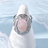 Oval Natural Rose Quartz Finger Rings RJEW-M063-01P-11-2