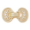 Rack Plating Brass Micro Pave Clear Cubic Zirconia Fold Over Clasps KK-S384-04G-1