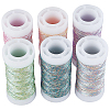 6 Rolls 6 Colors 6-Ply Metallic Polyester Embroidery Floss EMBR-CY0001-03-6