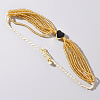 Golden Tone Seed Beads Multi Strand Bracelets for Women BC7273-3-1