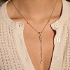 304 Stainless Steel Crystal Rhinestone Pendant Y Necklaces for Women NJEW-F375-01G-05-1