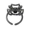 Halloween Spider Brass Rhinestone Open Cuff Rings RJEW-S419-01B-01-3