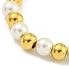 304 Stainless Steel & 201 Stainless Steel & Plastic Pearl Round Beaded Bracelets for Women BJEW-G717-01A-G-2