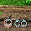 Bohemian Alloy & Wood Pendant Necklaces & Dangle Earrings Sets WG8FC17-03-2