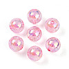 UV Plating Transparent Rainbow Iridescent Acrylic Beads TACR-D010-07E-1