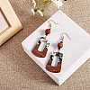 2 Pairs 2 Color Resin & Walnut Wood Trapezoid Dangle Earrings EJEW-SW00014-04-4