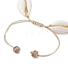 Ocean Theme Adjustable Cowrie Shell & Coconut Braided Bead Bracelets BJEW-JB11461-02-4