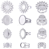 16Pcs 4 Styles Adjustable 304 Stainless Steel Open Cuff Ring Components STAS-SC0020-85-7