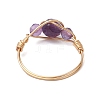 6Pcs Round Natural Rose Quartz & Amethyst & Fluorite & Carnelian & Amazonite & Red Agate Finger Ring RJEW-JR00754-S-5
