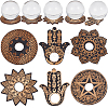 CREATCABIN 1 Set Hamsa Hand/Flower/Flat Round Mini Carved Wood Crystal Ball Display Bases DJEW-CN0001-23-1