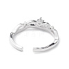 Clear Cubic Zirconia Crown Open Cuff Ring RJEW-C056-01P-3