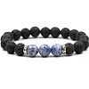 8MM Round Natural Blue Spot Jasper and Natural Lava Rock Beaded Stretch Bracelets for Couples BW4110-11-1