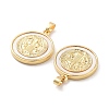 Rack Plating Brass Pave Shell Flat Round Pendants X-KK-C063-17G-2
