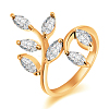 Real 18K Gold Plated Brass Olive Branch Cubic Zirconia Rings RJEW-EE0001-093G-E-1