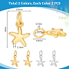 4Pcs 2 Colors 925 Sterling Silver Star Charms STER-PH0004-90-2