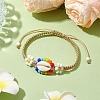 Cowrie Shell & Glass Seed Braided Bead Bracelets BJEW-JB11081-02-2