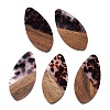 Transparent Resin and Walnut Wood Pendants RESI-T057-05B-1