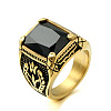316L Stainless Steel & Cubic Zirconia Men's Vintage Carved Finger Rings FS-WG82D33-48-1