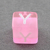 Mixed Letters Transparent Acrylic Cube Beads X-SACR-S181-06-2