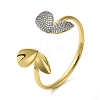 Butterfly Rack Plating Brass Micro Pave Cubic Zirconia Cuff Bangles BJEW-P336-07G-1