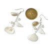 4 Pairs Brass Shell Shape Dangle Earrings EJEW-TA00604-3