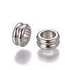 Tarnish Resistant 201 Stainless Steel Grooved European Beads STAS-P239-03P-2