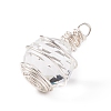 Wire Wrapped Transparent Glass Pendants PALLOY-JF01829-3