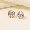 Flat Round Stainless Steel Stud Earrings for Women PJ9303-5-1