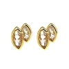 Double Horse Eye Brass Micro Pave Clear Cubic Zirconin Stud Earrings EJEW-D318-06G-4