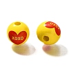 Valentine's Day Element Printed Wood Beads WOOD-R002-01-31-2