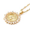 Flower with Virgin Mary Cubic Zirconia Pendant Necklace with Resin Pearl Beaded NJEW-F299-02G-1