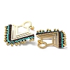 Woven Glass & Brass Beaded Triangle Dangle Stud Earrings with PVD Vacuum Plating 304 Stainless Steel Pins EJEW-A105-03G-2