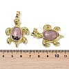 Natural Rhodonite & Brass Pendants KK-F887-01G-07-3