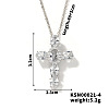 Brass Pave Cubic Zirconia Cross Pendant Necklaces CU6638-3-1